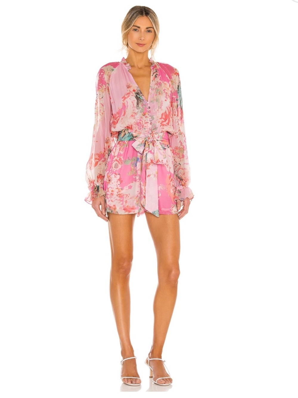 Hemant and Nandita Pink Floral Long-Sleeve Romper